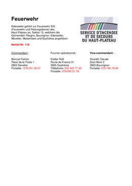 Feuerwehr Infoblatt